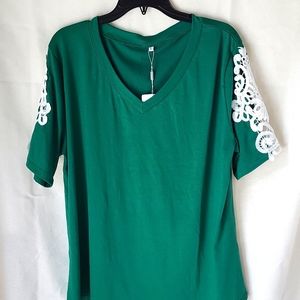 NWT Short Sleeve Decorative T-Shirt Applique Sleeve